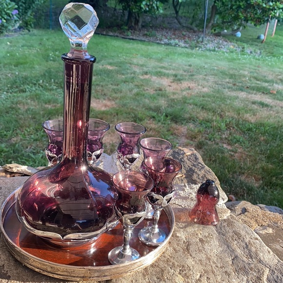 Fabar Bros Mid Century Amhurst decanter matching glasses two replacement classes - Picture 2 of 14